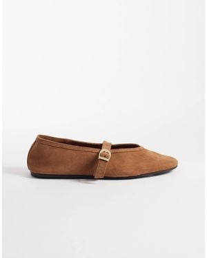 ASOS Lively Premium Suede Mary Jane Ballets - Multicolor