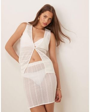 esmé studios Esmee Exclusive Longline Tiered Lace Vest - Natural