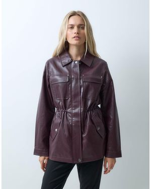 ONLY Tie Waist Faux Leather Jacket - Purple