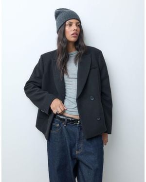 ASOS Tailored Shoulder Cropped Formal Coat With Wool - Blue