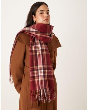 Mango Plaid Scarf - Red