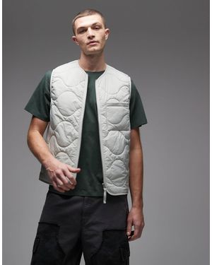 ARKET Quilted Vest With Zip Front - Grey