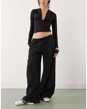 Reclaimed Vintage Drawstring Pull On Barrel Leg Trousers - Black