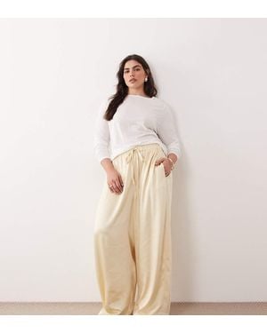 ARRANGE Curve Satin Wide Leg Trouser - Natural