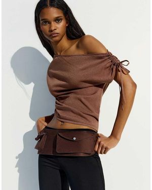 Bershka Asymmetrisch T-Shirt - Bruin