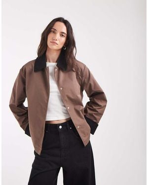 Pieces Trench Corto Con Colletto - Marrone