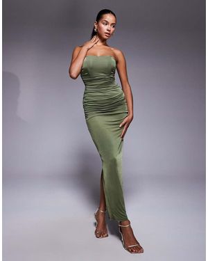 TFNC London Bandeau Ruched Maxi Dress - Green