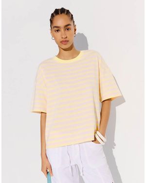 Bershka Boxy Print T-shirt - Natural