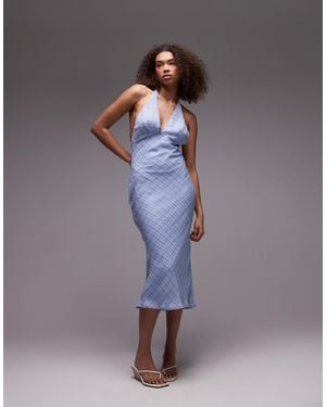 emory park Check Halter Midi Dress - Purple