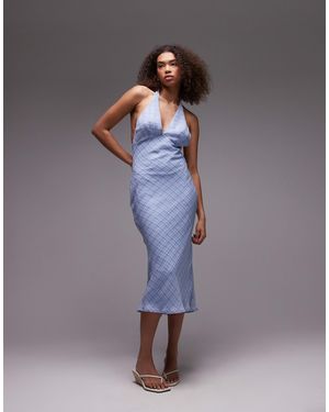 emory park Robe mi-longue dos nu à carreaux - Violet