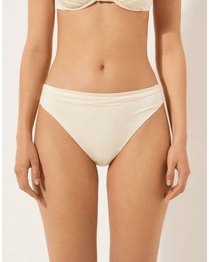 Calzedonia Shiny Satin Briefs Bikini Bottom - White
