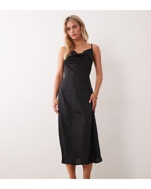 New Look Satin Cowl Neck Midi Dress - Black