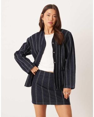 ASOS Denim Navy Pinstripe Mini Skirt Co-ord - Blue