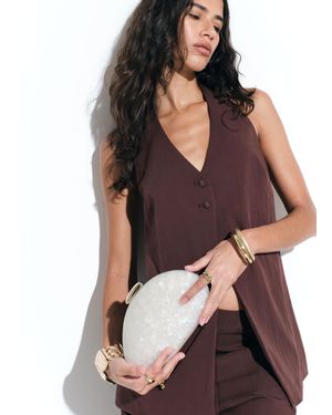 ASOS Resin Abstract Hard Box Clutch - Natural