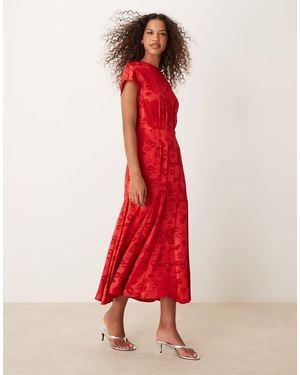 Never Fully Dressed Embossed Satin Midaxi Dress - Red
