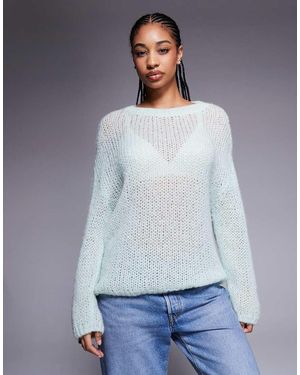 HUGO Slookina Tonal Logo Marl Rib Knit Jumper - Grey