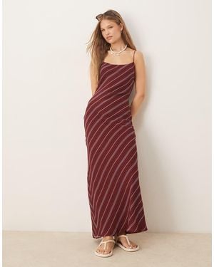 ASOS Skinny Strap Cowl Back Slip Midi Dress - Red