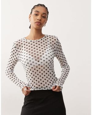Noisy May Long Sleeve Mesh Top - Natural