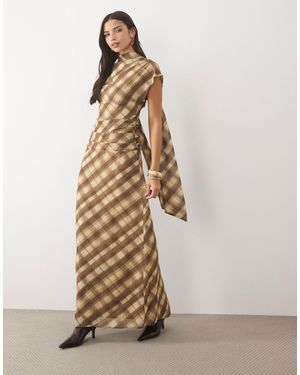 Pretty Lavish Chiffon Scarf Detail Ruching Detail Maxi Dress - White