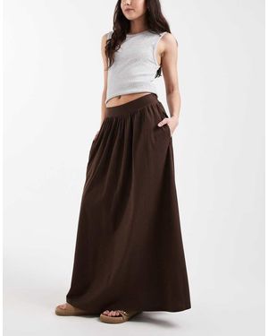 Threadbare Geruite Midaxi Rok Van Jersey Met A-Lijn - Bruin