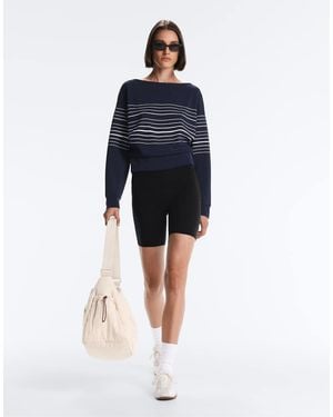 Oysho Sailor Stripe Soft-touch Sweatshirt With Modal - Blue