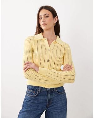 ASOS Strickjacke mit goldfarbenen knöpfen - Natur