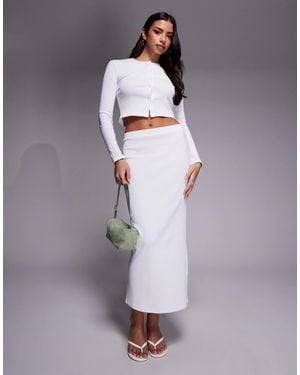 The Frolic Exclusive Ribbed Mid Waist Maxi Column Skirt Co-Ord - Purple