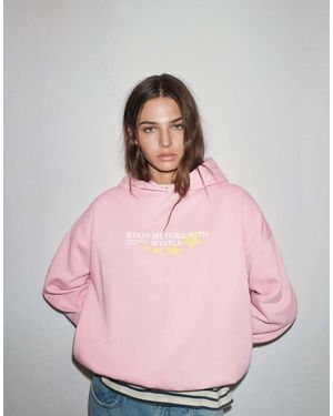 Pull&Bear Suede Hood With Star Graphic - Pink