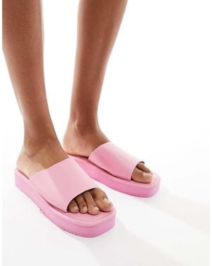 London Rebel Sandali Flatform Anni '90 Rosa Con Punta Squadrata