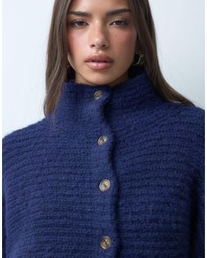 ASOS Funnel Neck Button Through Cardigan - Blue