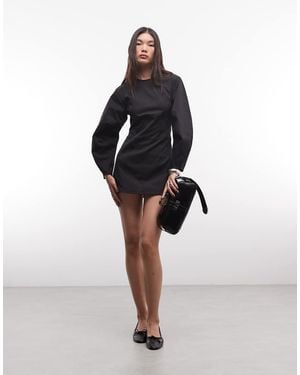 Monki Volume Sleeve Contour Mini Dress - Black