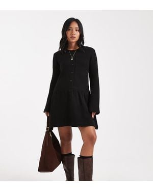 Vero Moda Soft Knitted Button Front Mini Dress - Black