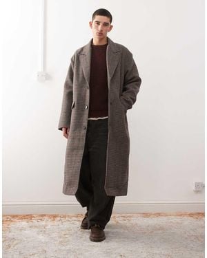 Weekday Abrigo Negro Y Beis A Cuadros De Mezcla De Lana De