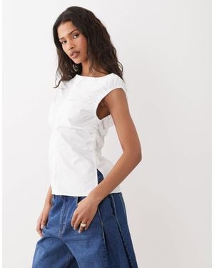 ARKET Ruched Off Shoulder Top - White