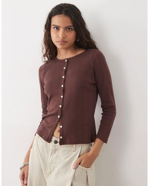 Abercrombie & Fitch Caraco et gilet en maille pointelle - Marron