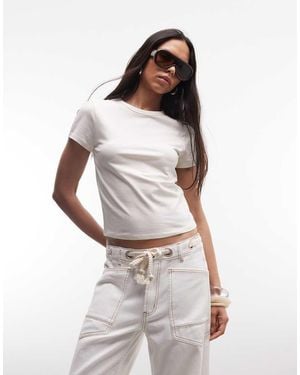 Collusion T-Shirt Aderente Color Avena - Bianco