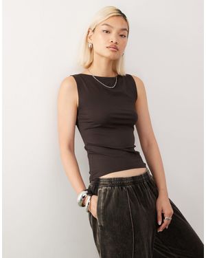 Weekday Annie Super Soft Boat Neck Sleeveless Top - Black