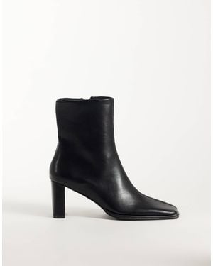 ASOS Romeo Square Toe Heeled Ankle Boots - Black