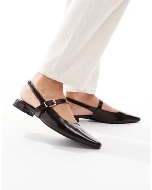 London Rebel Luna Sling Back Pointed Toe Flats - White