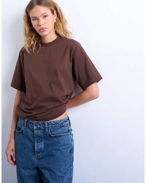 TOPSHOP Premium Basic Short Sleeve Tee - Brown