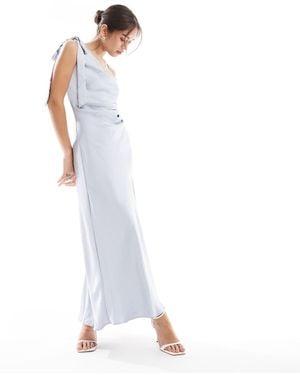 New Look Satin One Shoulder Midi Dress - White