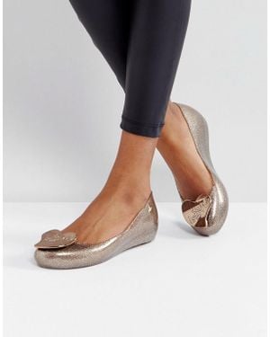 Melissa + Vivienne Westwood Anglomania Ultragirl Love Gold Glitter Flat Shoes - Metallic