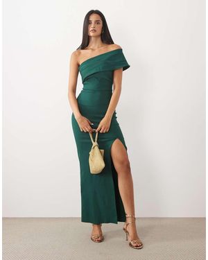 Vesper Bengaline Off-Shoulder Maxi Jurk Met Omslag - Groen