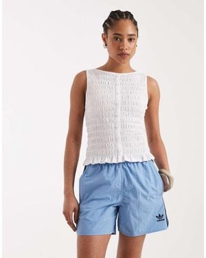 New Look Shirred Button Through Tank - Blue