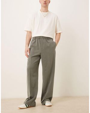 ASOS Pull On Smart Wide Leg Pants - Natural