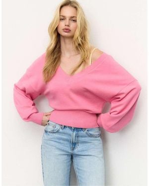 Stradivarius V-neck Batwing Sleeve Jumper - Pink