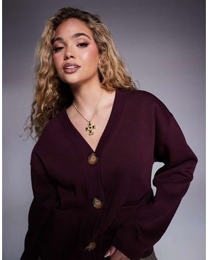 River Island Cardigan Bordeaux Con Scollo A V - Viola