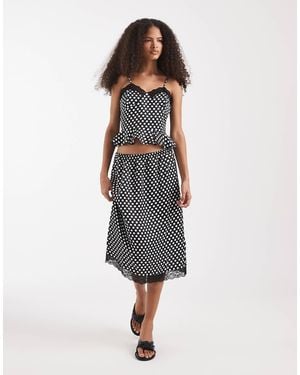 ASOS 90's Satin Lace Trim Midi Skirt - Multicolor