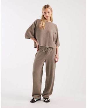 Only Petite Soft Texture Wide Leg Pants - Natural