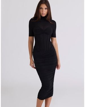 House Of Cb Sorrel Semi Sheer Midi Dress - Black